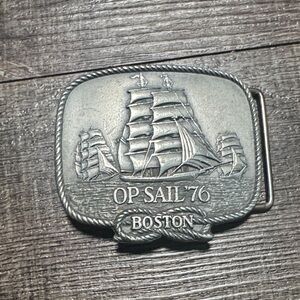 Vintage OP SAIL '76 Boston Silver Belt Buckle